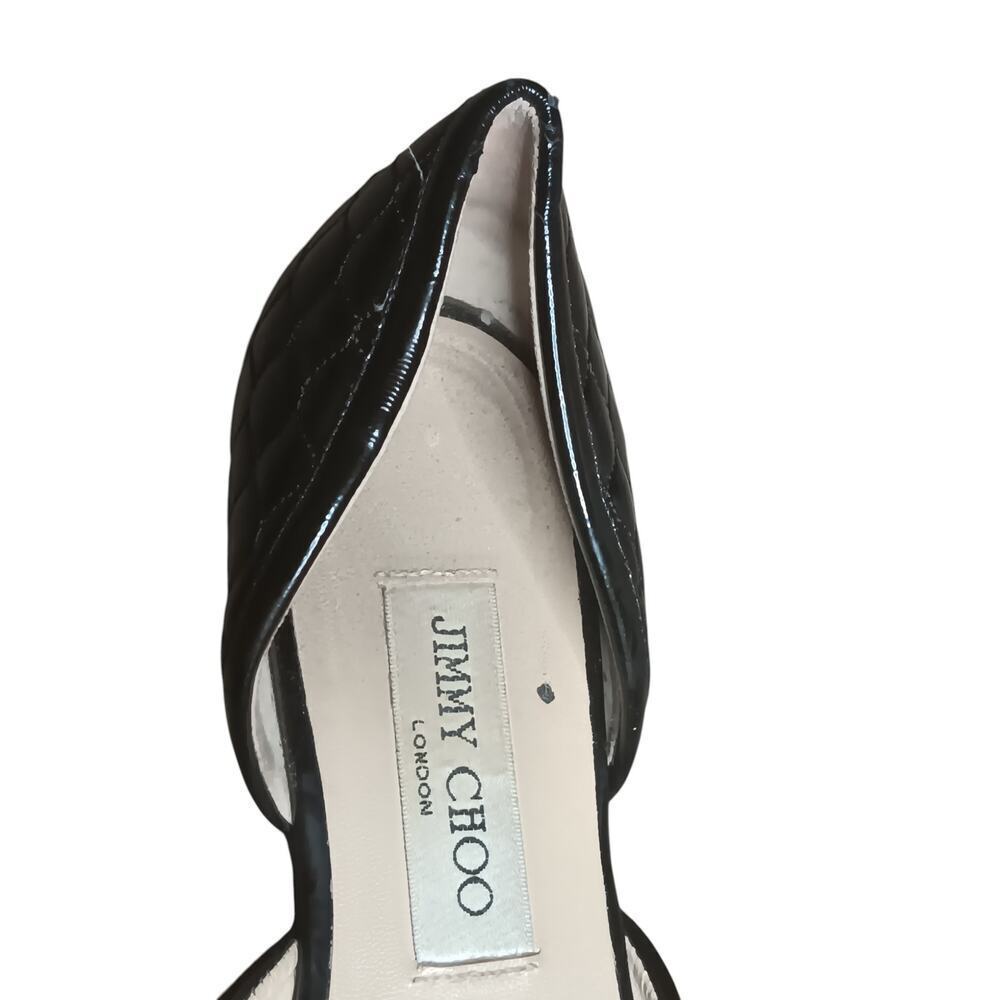 Jimmy Choo Black Quilted Leather Flats Size 37.5 Made in Italy Designer Shoes - Picture 7 of 14